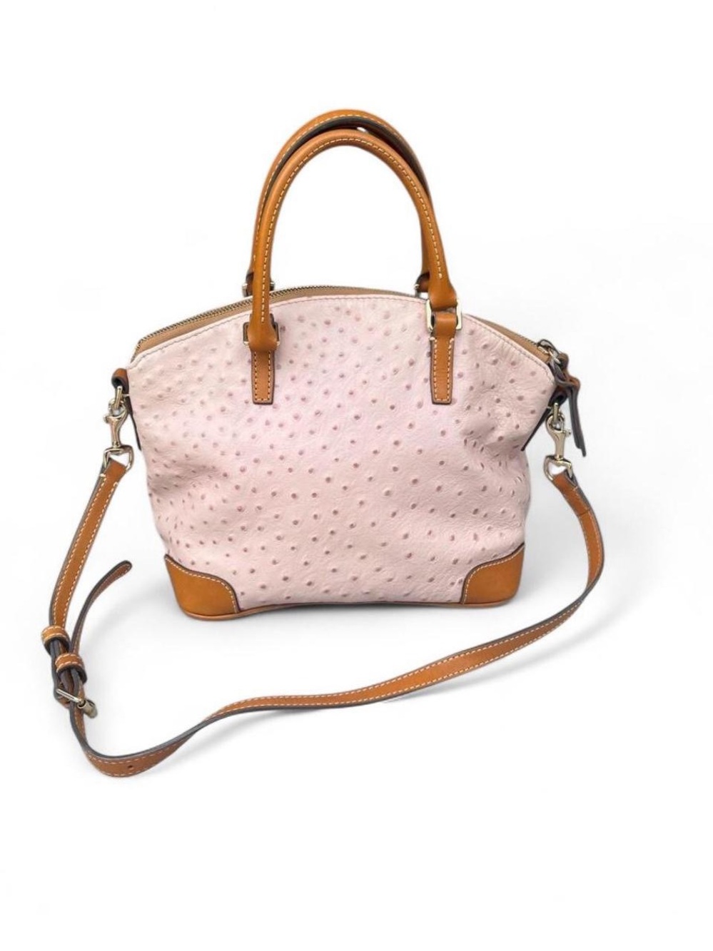Dooney & Bourke Vintage Y2K Pink Ostrich Embossed Leather Satchel Crossbody - Picture 2 of 8